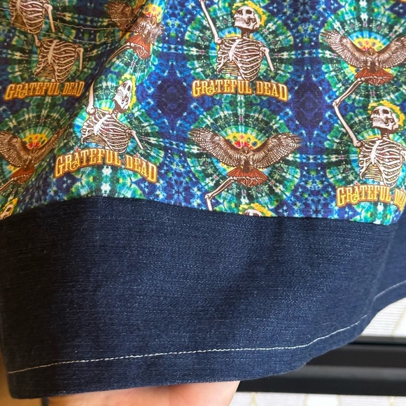 Handmade Grateful Dead Fabric Pull On Elastic Waistband Skirt w/ Pocket. - Picture 5 of 6